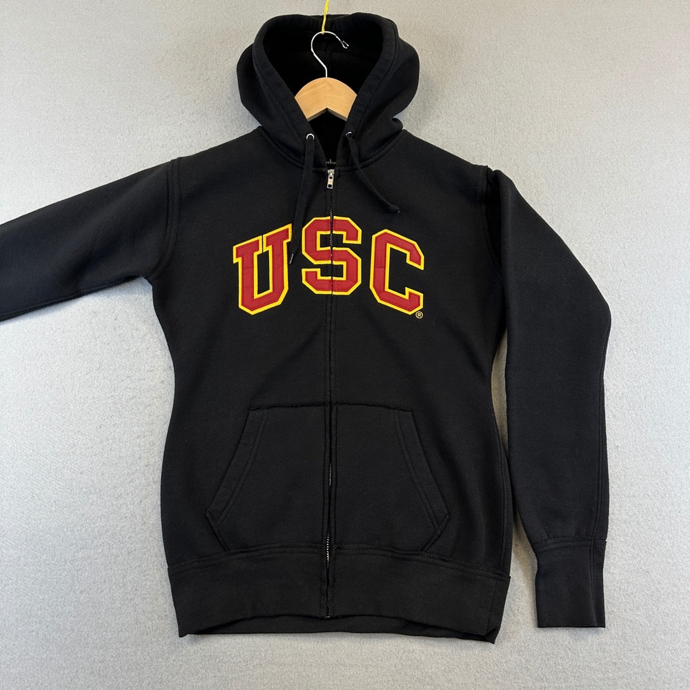 Heritage USC Full Zip Hoodie Womens Small Black Trojans Collegiate Sweatshirt
